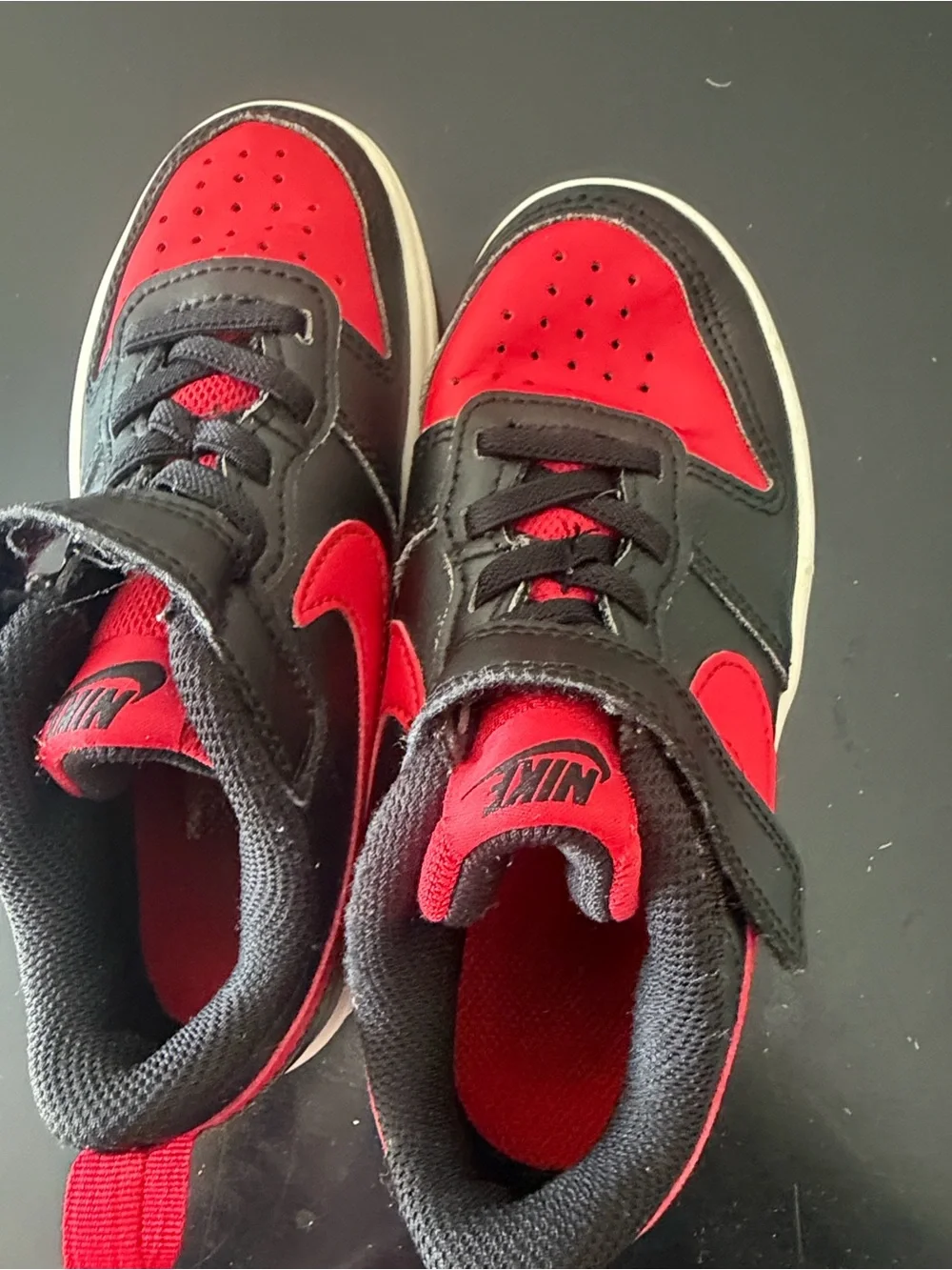 Nike Kids Black and Red Mid-Top Sneakers